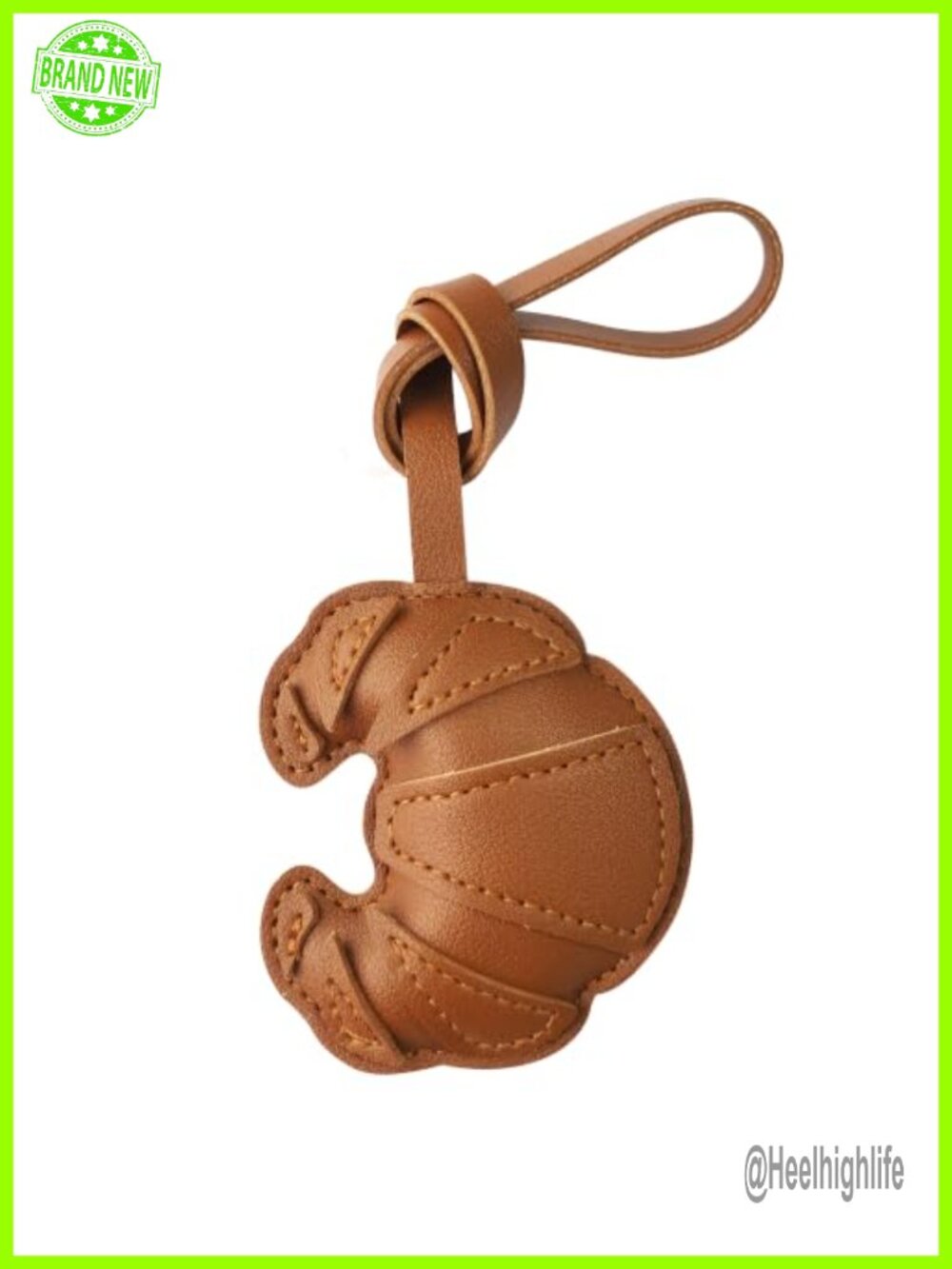 PU Leather Croissant Bag Charm Keychain Purse Accessory